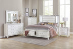 Homelegance 1616W-4PC 4 pc Tamsin white metallic finish wood mirrored trim queen bedroom set with led trim