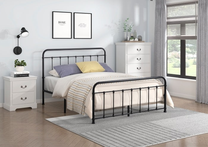 Homelegance 1628-1 Fawn black finish metal frame headboard queen bed
