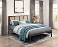Homelegance 1635DZ-1 Sanibel dark bronze finish metal frame faux cane woven headboard queen bed