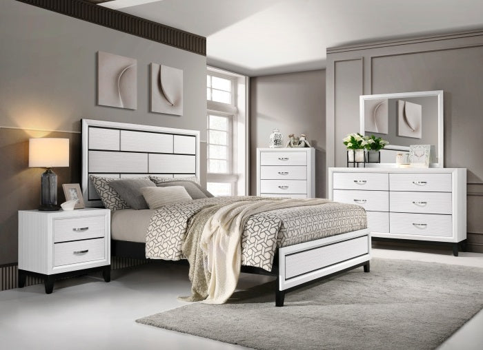 Homelegance 1645WH-4PC 4 pc Davi embossed white finish wood queen bedroom set