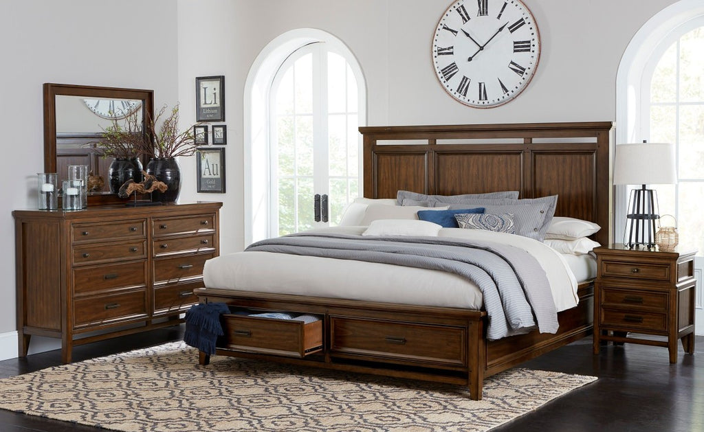 Homelegance 1649-4PC 4 pc Darby home co Frazier park brown cherry finish wood queen bedroom set with drawers