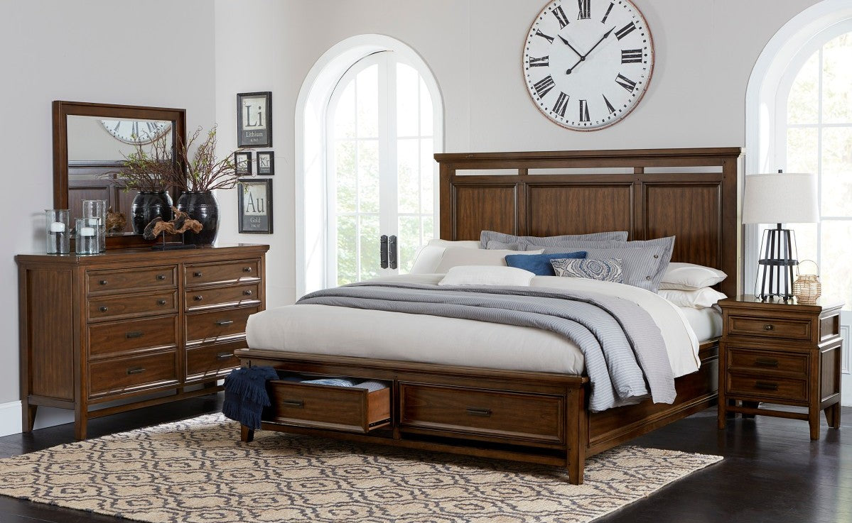 Homelegance 1649-4PC 4 pc Darby home co Frazier park brown cherry finish wood queen bedroom set with drawers