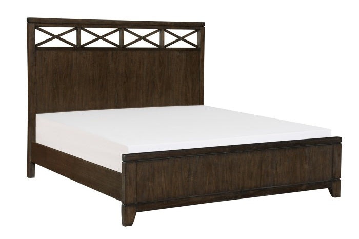 Homelegance 1669-4PC 4 pc Griggs dark brown finish wood "X" style panels queen bedroom set