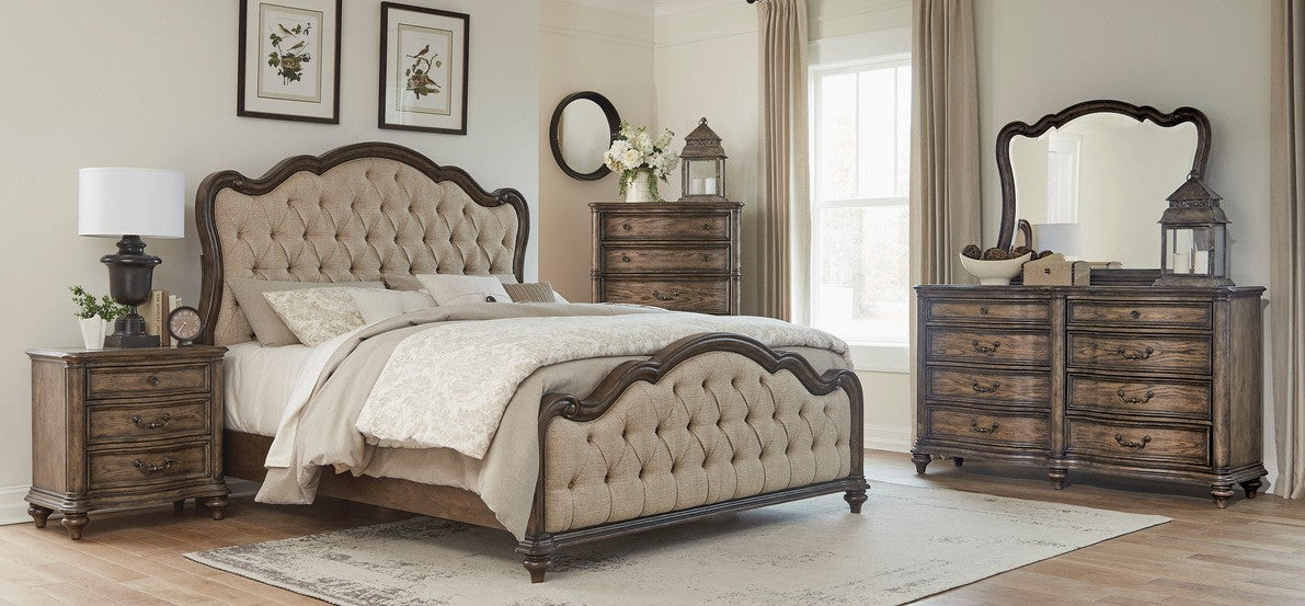 Homelegance 1682-4PC 4 pc Astoria grand heath court brown oak finish wood queen bedroom set