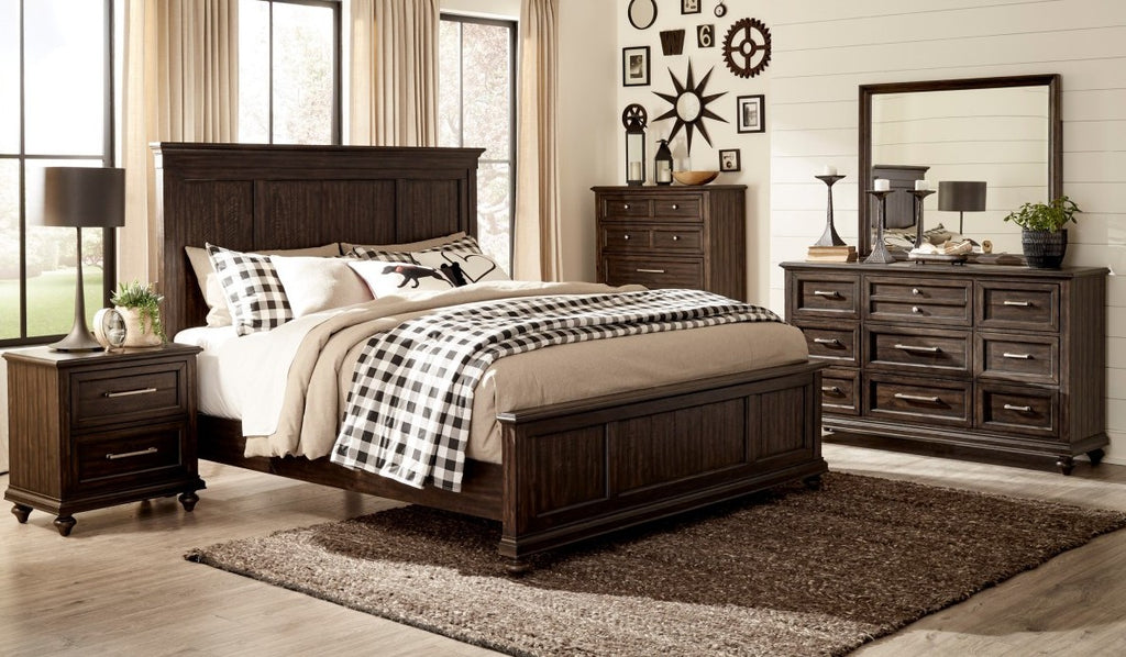 Homelegance 1689-4PC 4 pc Astoria grand Cardano driftwood charcoal finish wood queen bedroom set