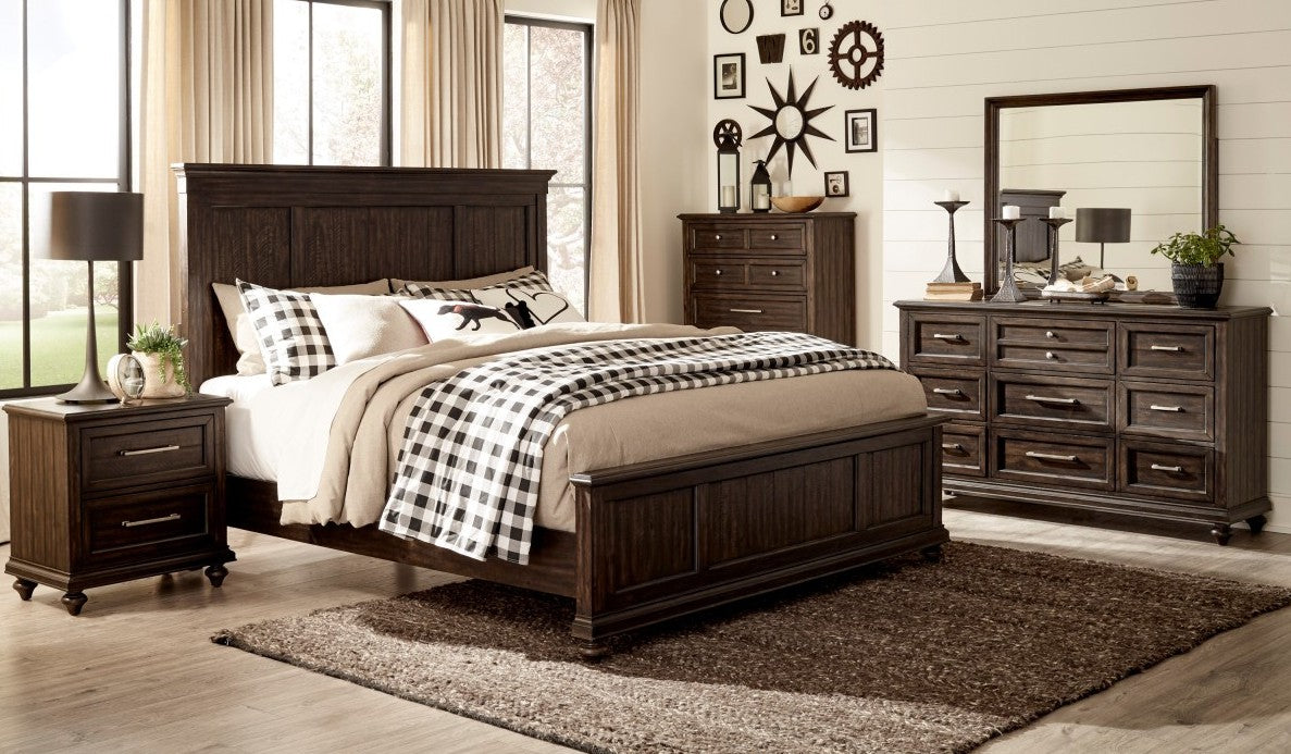 Homelegance 1689-4PC 4 pc Astoria grand Cardano driftwood charcoal finish wood queen bedroom set