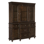1689-50 2 pc Cardano driftwood charcoal finish wood China hutch and buffet cabinet