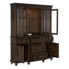 1689-50 2 pc Cardano driftwood charcoal finish wood China hutch and buffet cabinet