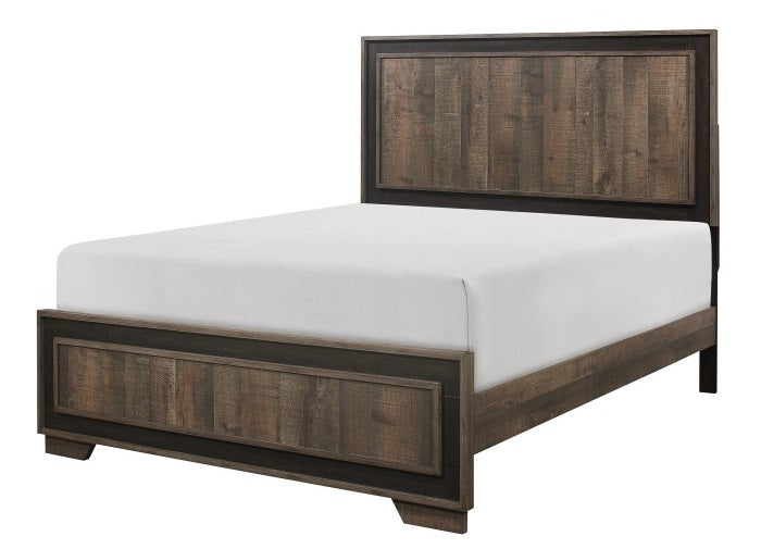 Homelegance 1695-4PC 4 pc Ellendale rustic mahogany and ebony finish wood queen bedroom set