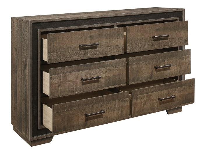 Homelegance 1695-4PC 4 pc Ellendale rustic mahogany and ebony finish wood queen bedroom set