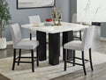 1712T-5PC 5 pc Parkside dark finish wood and white faux marble top counter height dining table set