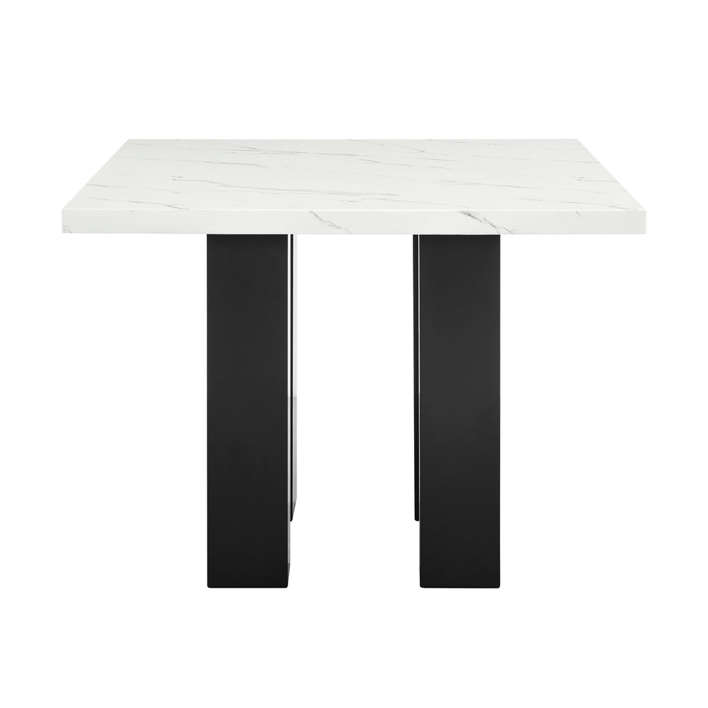 Parkside 5-Piece Dark Wood & White Faux Marble Top Counter Height Dining Table Set – 1712T-5PC