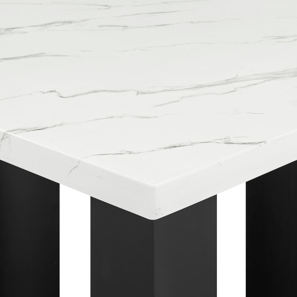 Parkside 5-Piece Dark Wood & White Faux Marble Top Counter Height Dining Table Set – 1712T-5PC