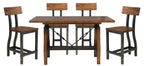 Homelegance 1715-36 7 pc Holverson rustic brown finish wood trestle base counter height dining table set