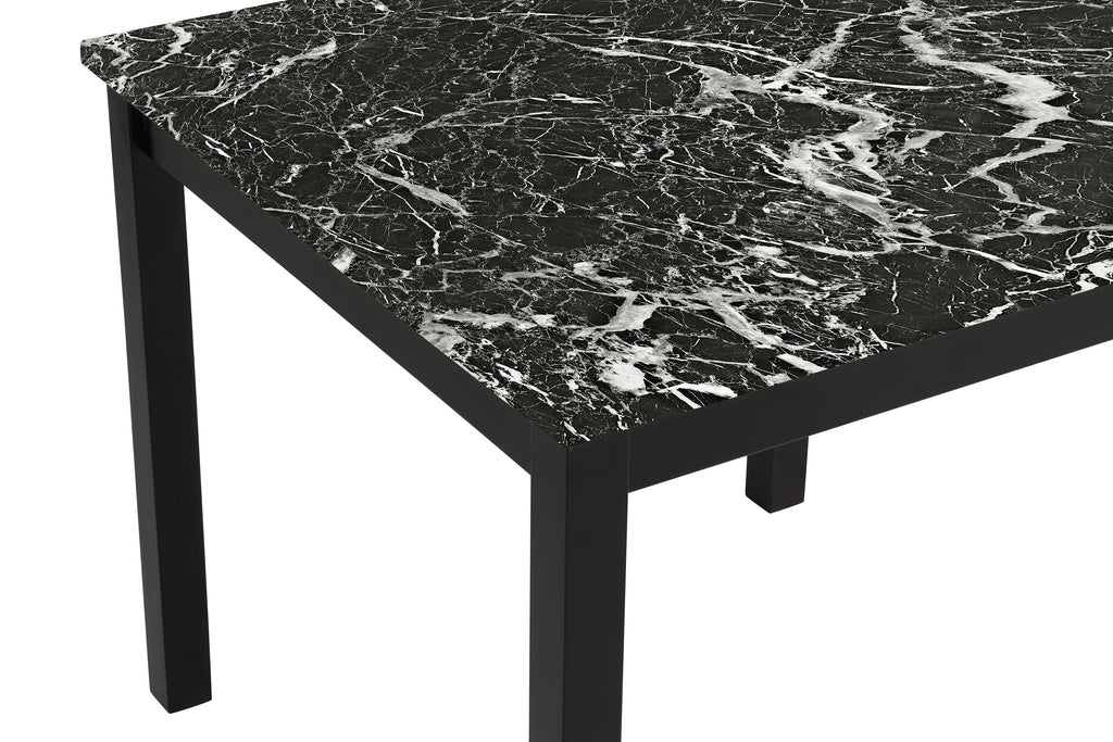 1715SET-AB 5 pc Lennon black finish wood faux marble top counter height dining table set black velvet chairs
