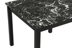 1715SET-AB 5 pc Lennon black finish wood faux marble top counter height dining table set black velvet chairs
