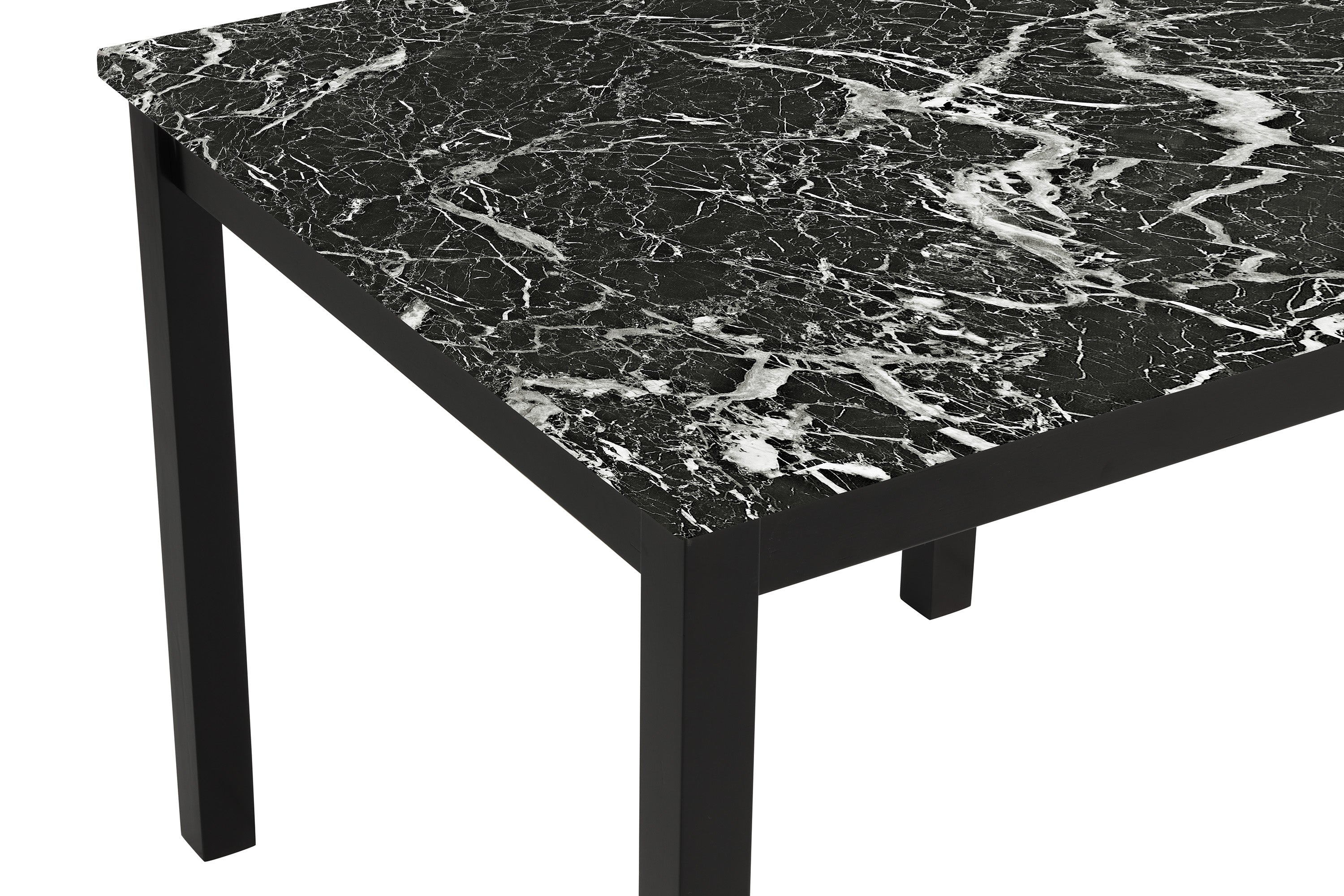 1715SET-AB 5 pc Lennon black finish wood faux marble top counter height dining table set black velvet chairs