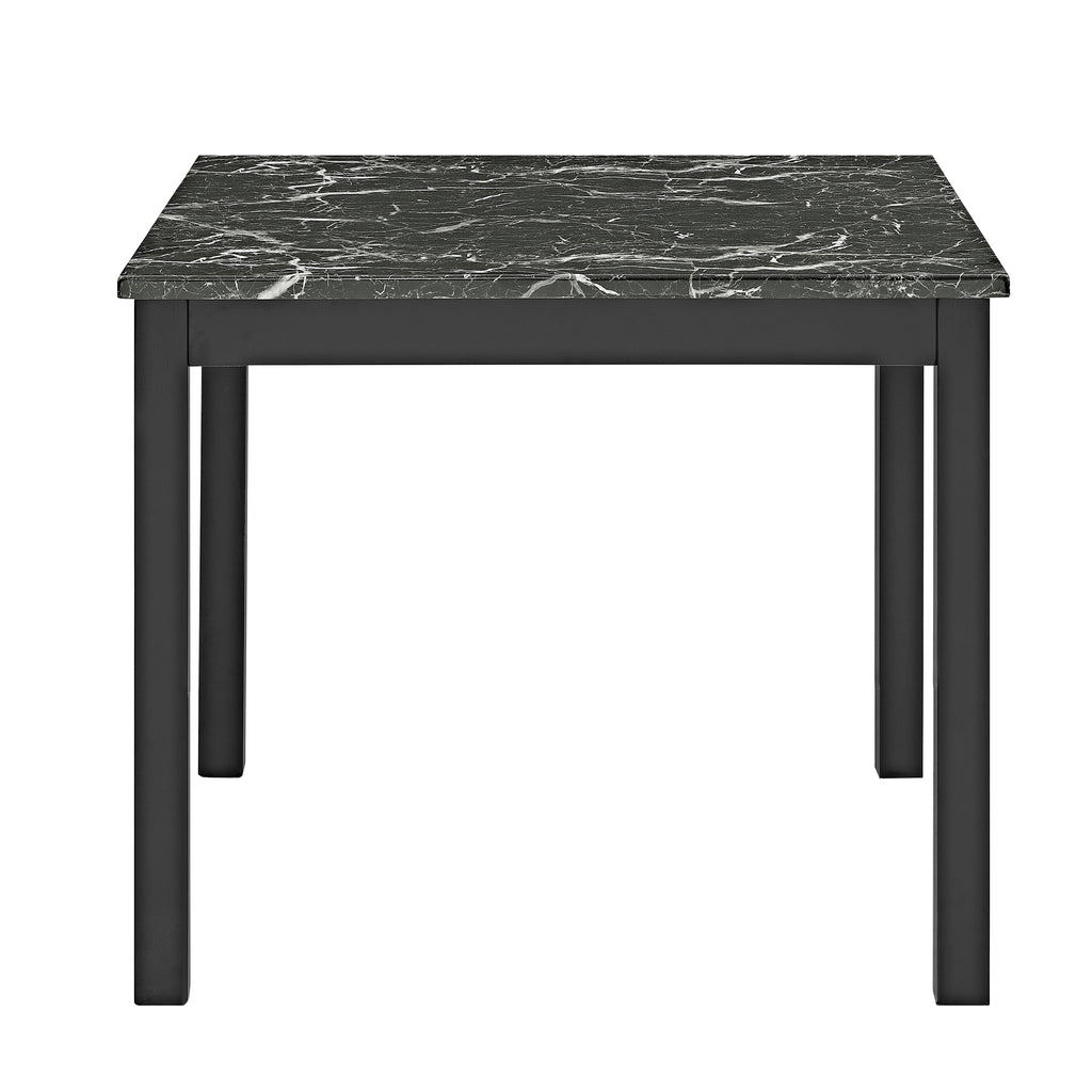 1715SET-AB 5 pc Lennon black finish wood faux marble top counter height dining table set black velvet chairs