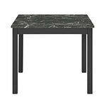1715SET-AB 5 pc Lennon black finish wood faux marble top counter height dining table set black velvet chairs