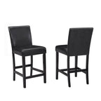 1715SET-PU 5 pc Lennon black finish wood faux marble top counter height dining table set black faux leather chairs