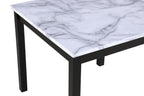 1715SET-PU 5 pc Lennon black finish wood faux marble top counter height dining table set black faux leather chairs