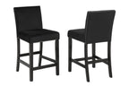 1715SET 5 pc Gracie oaks lennon dark finish faux marble top counter height dining table set black velvet chairs