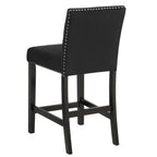 1715SET 5 pc Gracie oaks lennon dark finish faux marble top counter height dining table set black velvet chairs