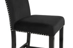 1715SET 5 pc Gracie oaks lennon dark finish faux marble top counter height dining table set black velvet chairs