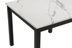1715SET 5 pc Gracie oaks lennon dark finish faux marble top counter height dining table set black velvet chairs