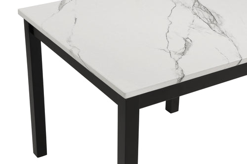 1715SET 5 pc Gracie oaks lennon dark finish faux marble top counter height dining table set black velvet chairs