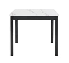 1715SET 5 pc Gracie oaks lennon dark finish faux marble top counter height dining table set black velvet chairs