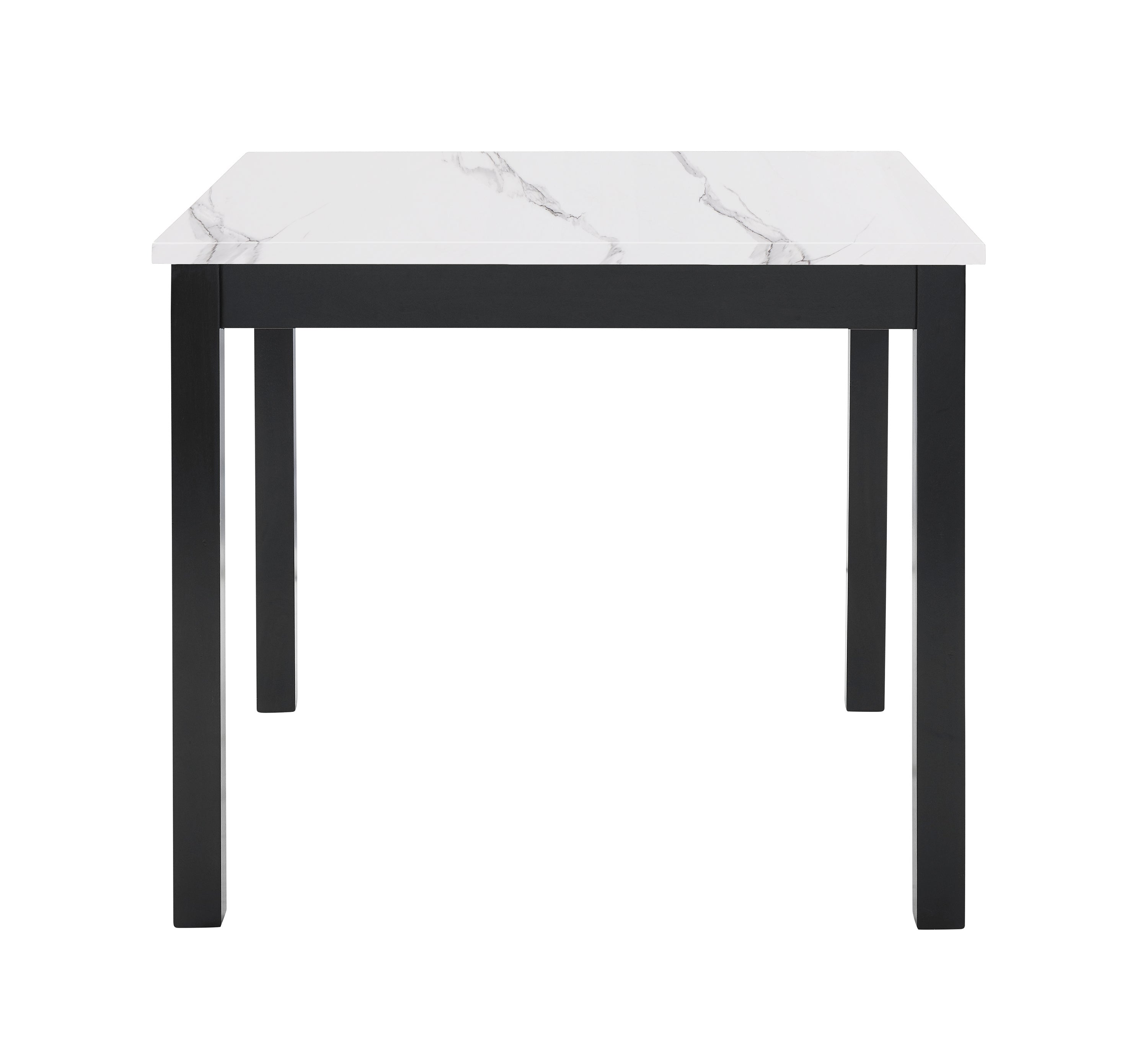 1715SET 5 pc Gracie oaks lennon dark finish faux marble top counter height dining table set black velvet chairs