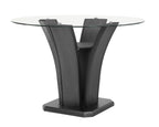 1716T-54 5 pc 5 pc Camelia grey finish wood base and 54" round glass top counter height dining table set with grey chairs