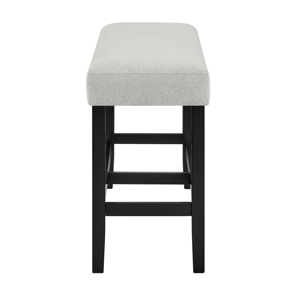 1718T-6PC 6 pc Marbel black wood finish faux marble top counter height dining table set with bench