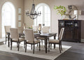 Homelegance 1718GY-90 7 pc Begonia gray finish wood dining table set fabric padded seats and back