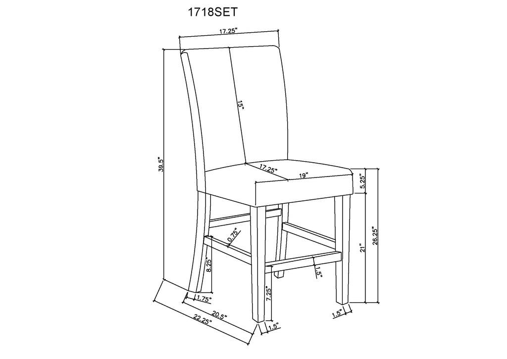 1718T-6PC 6 pc Marbel black wood finish faux marble top counter height dining table set with bench