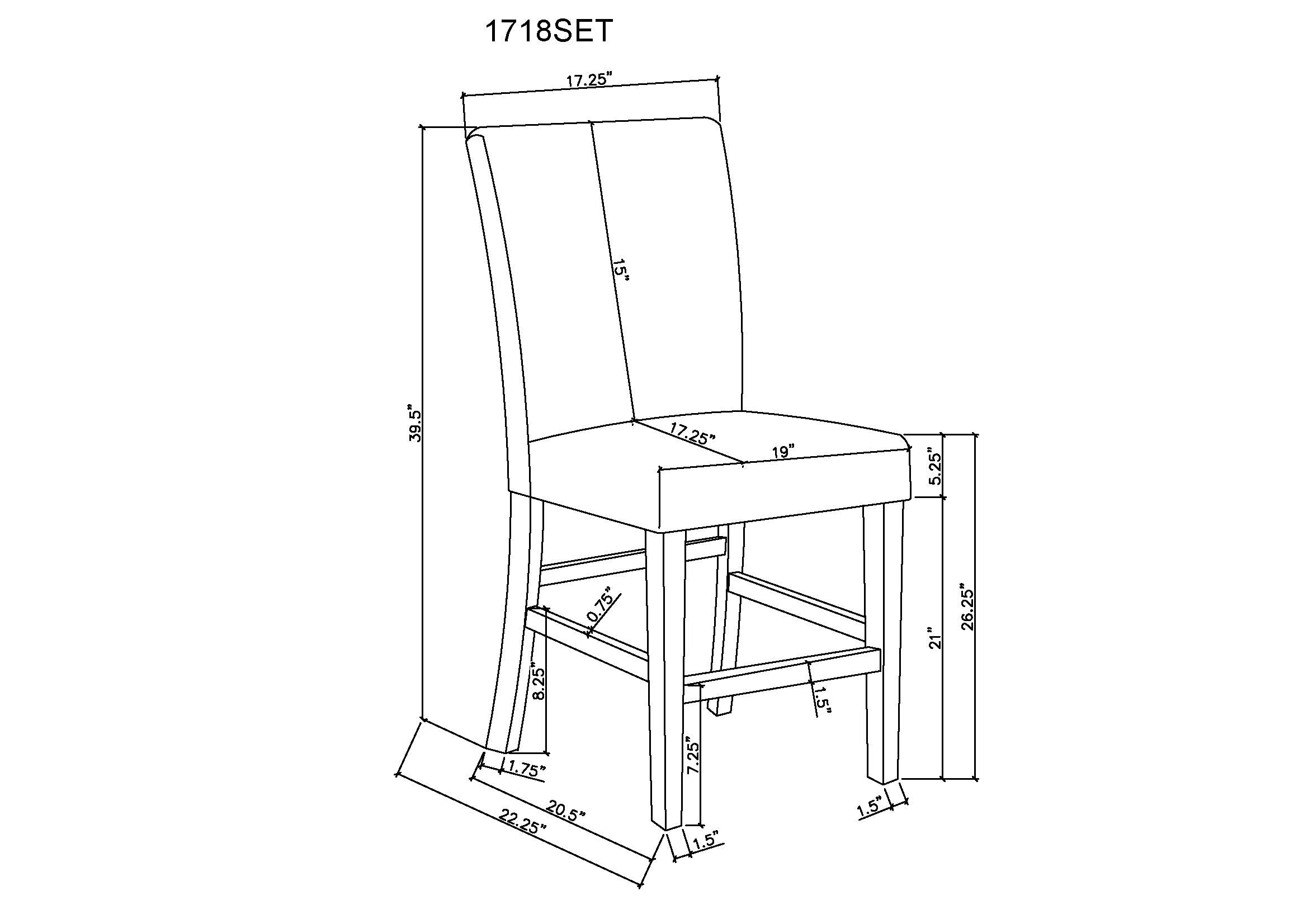 1718T-6PC 6 pc Marbel black wood finish faux marble top counter height dining table set with bench