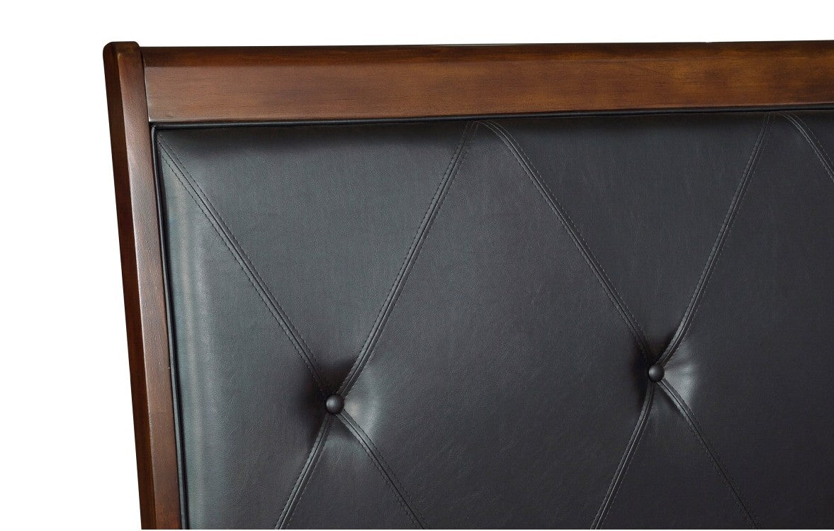 Homelegance 1730-4PC 4 pc Cotterill dark cherry finish wood queen bedroom set with faux leather padded headboard