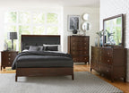 Homelegance 1730-4PC 4 pc Cotterill dark cherry finish wood queen bedroom set with faux leather padded headboard