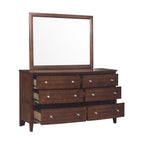 Homelegance 1730-4PC 4 pc Cotterill dark cherry finish wood queen bedroom set with faux leather padded headboard