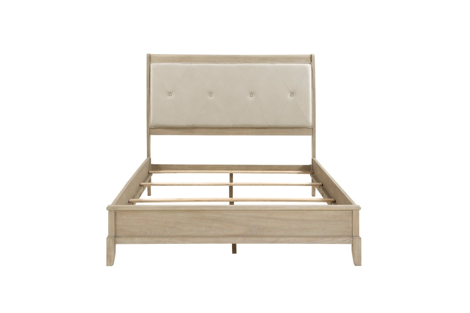 Homelegance 1730NB-4PC 4 pc Cotterill beige finish wood queen bedroom set with faux leather padded headboard