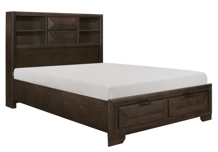 Homelegance 1753-4PC 4 pc Chesky warm espresso finish wood storage queen bedroom set