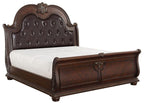 Homelegance 1757-4PC 4 pc Astoria grand Cavalier dark cherry finish wood ornate sleigh bedroom set