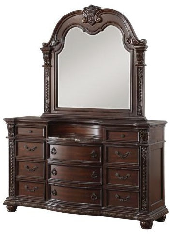 Homelegance 1757-4PC 4 pc Astoria grand Cavalier dark cherry finish wood ornate sleigh bedroom set