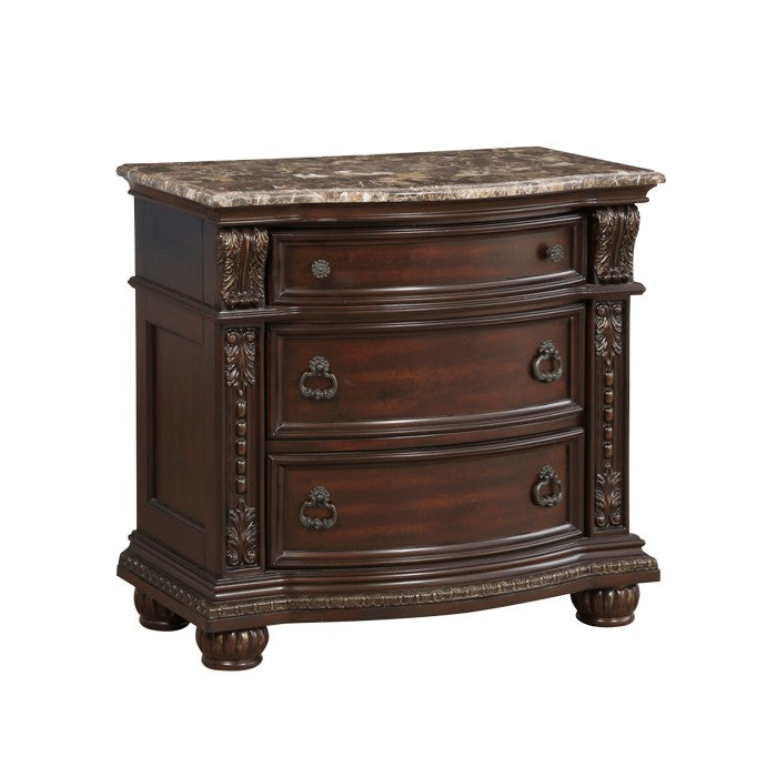 Cavalier Dark Cherry Ornate Wood Bedroom Nightstand – 1757-N