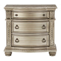 Cavalier Silver Finish Ornate Wood Bedroom Nightstand – 1757SV-N