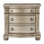 Cavalier Silver Finish Ornate Wood Bedroom Nightstand – 1757SV-N