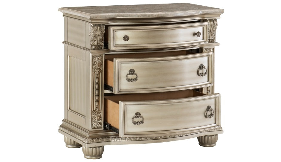 Homelegance 1757SV-4PC 4 pc Astoria grand Cavalier silver finish wood ornate sleigh bedroom set