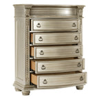 Homelegance 1757SV-CH Astoria grand Cavalier silver finish wood ornate bedroom chest.