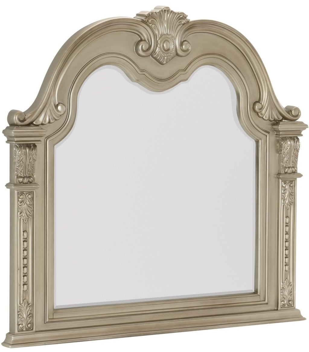 Homelegance 1757SV-4PC 4 pc Astoria grand Cavalier silver finish wood ornate sleigh bedroom set